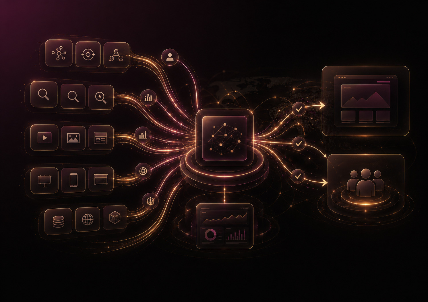 Illustration of multiple ad sources and traffic distribution network